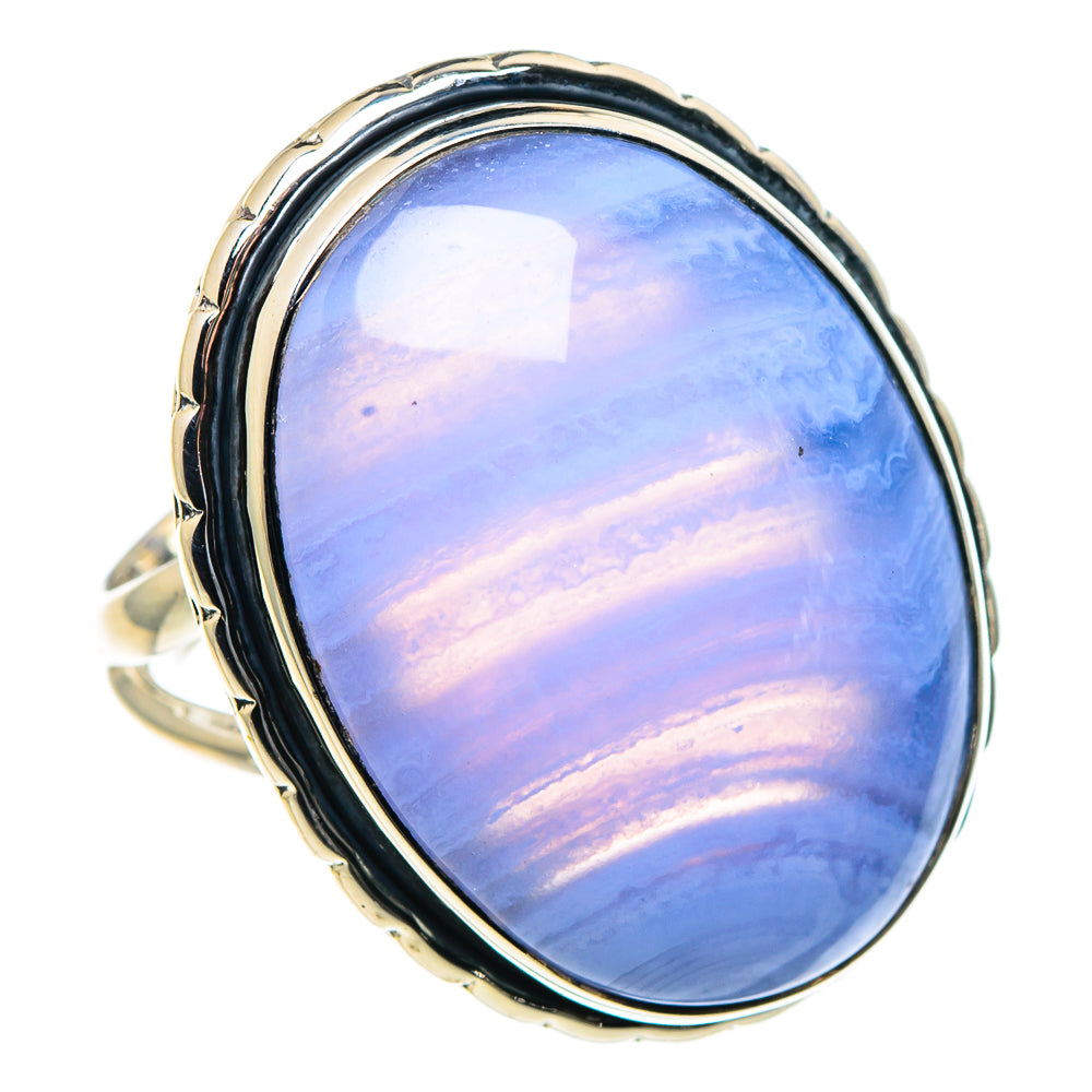 Blue Lace Agate Rings handcrafted by Ana Silver Co - RING93902