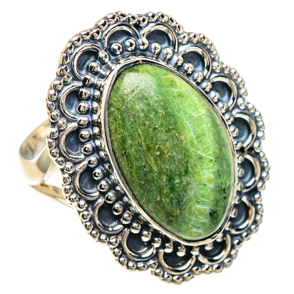 African Green Opal Rings handcrafted by Ana Silver Co - RING93938 - Photo 2
