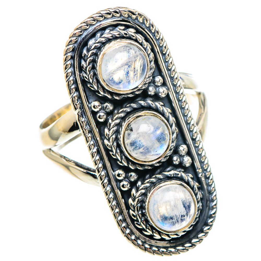 Rainbow Moonstone Rings handcrafted by Ana Silver Co - RING93952