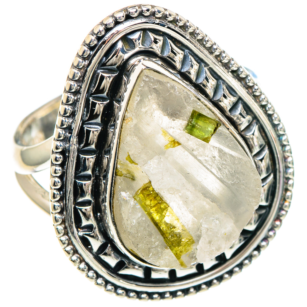 Green Tourmaline In Quartz Rings handcrafted by Ana Silver Co - RING93953 - Photo 2