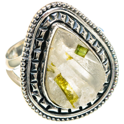 Green Tourmaline In Quartz Rings handcrafted by Ana Silver Co - RING93953 - Photo 2