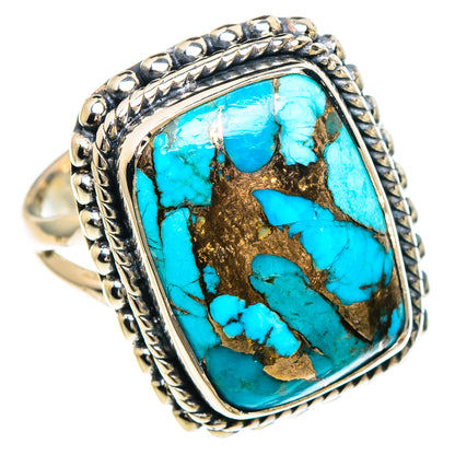 Blue Copper Composite Turquoise Rings handcrafted by Ana Silver Co - RING93961