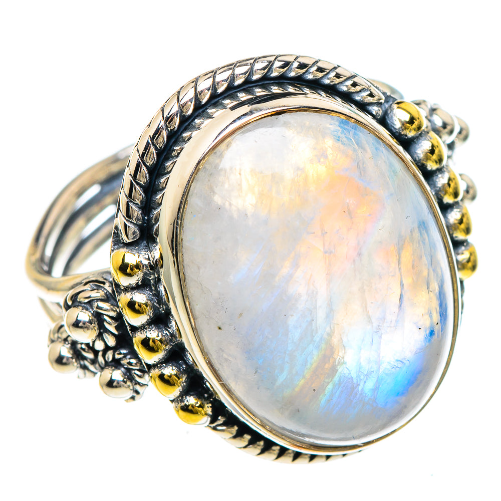 Rainbow Moonstone Rings handcrafted by Ana Silver Co - RING93978