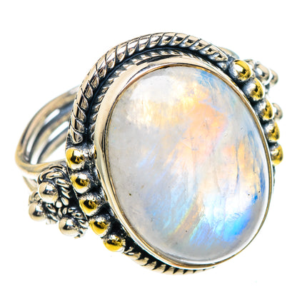 Rainbow Moonstone Rings handcrafted by Ana Silver Co - RING93978