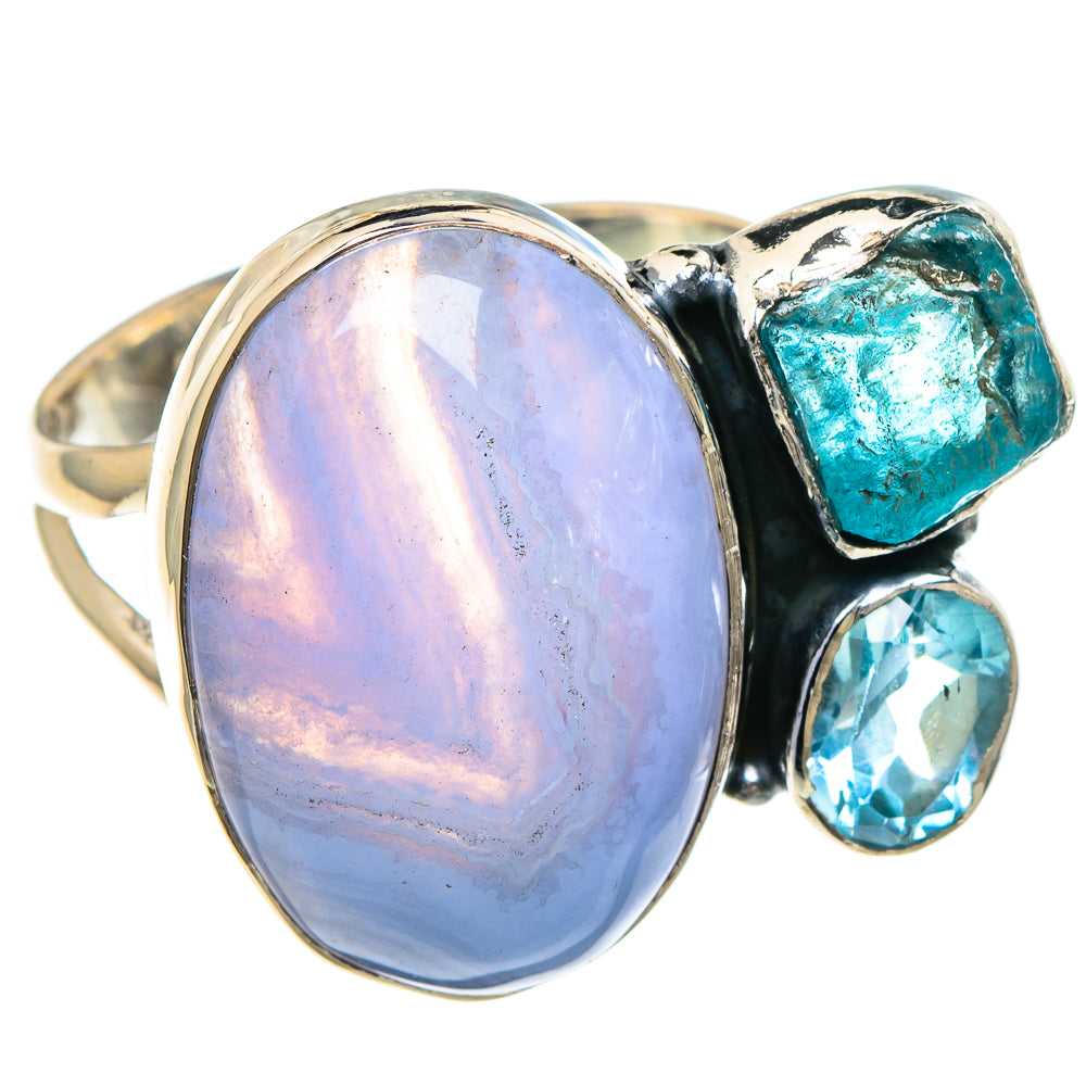 Blue Lace Agate Rings handcrafted by Ana Silver Co - RING93985