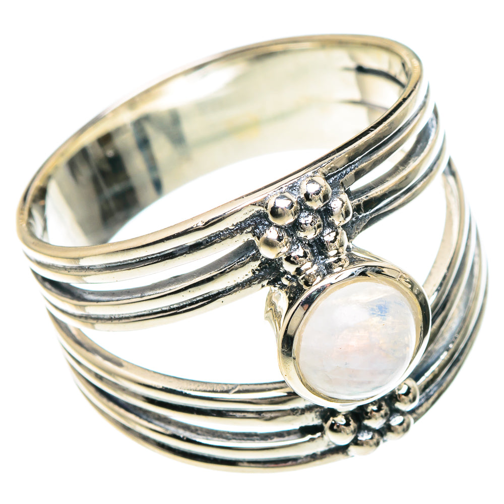 Rainbow Moonstone Rings handcrafted by Ana Silver Co - RING94001