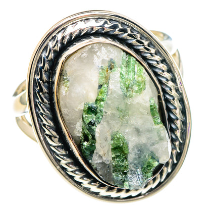 Green Tourmaline In Quartz Rings handcrafted by Ana Silver Co - RING94009 - Photo 2