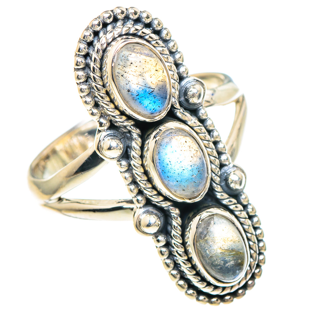 Rainbow Moonstone Rings handcrafted by Ana Silver Co - RING94036
