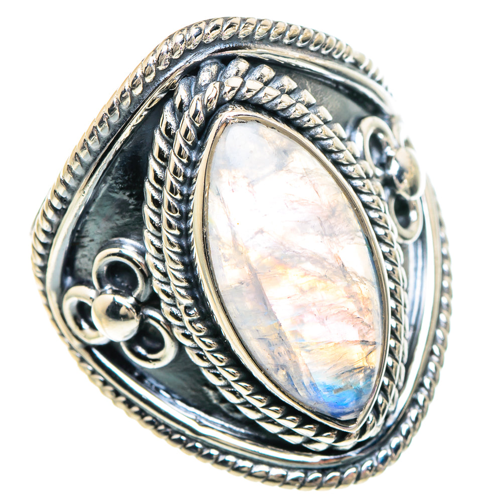 Rainbow Moonstone Rings handcrafted by Ana Silver Co - RING94051