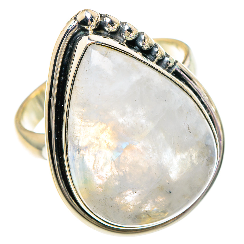 Rainbow Moonstone Rings handcrafted by Ana Silver Co - RING94052