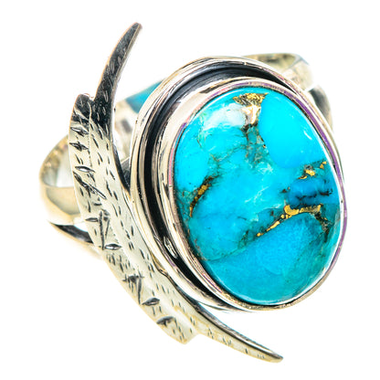 Blue Copper Composite Turquoise Rings handcrafted by Ana Silver Co - RING94061