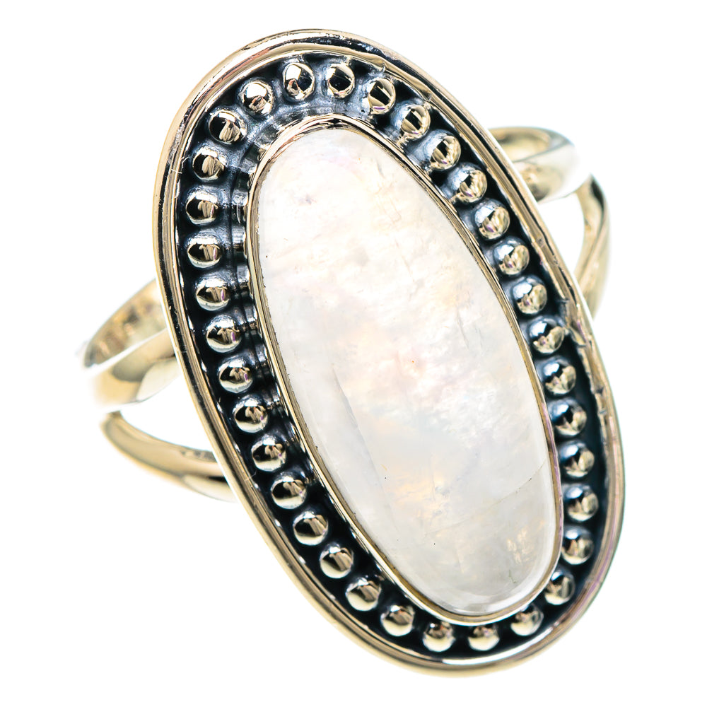 Rainbow Moonstone Rings handcrafted by Ana Silver Co - RING94072