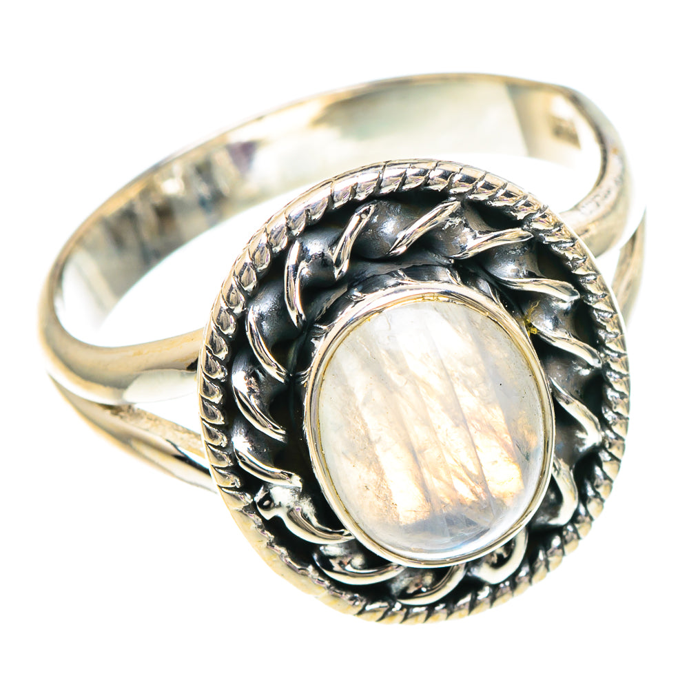 Rainbow Moonstone Rings handcrafted by Ana Silver Co - RING94074 - Photo 2