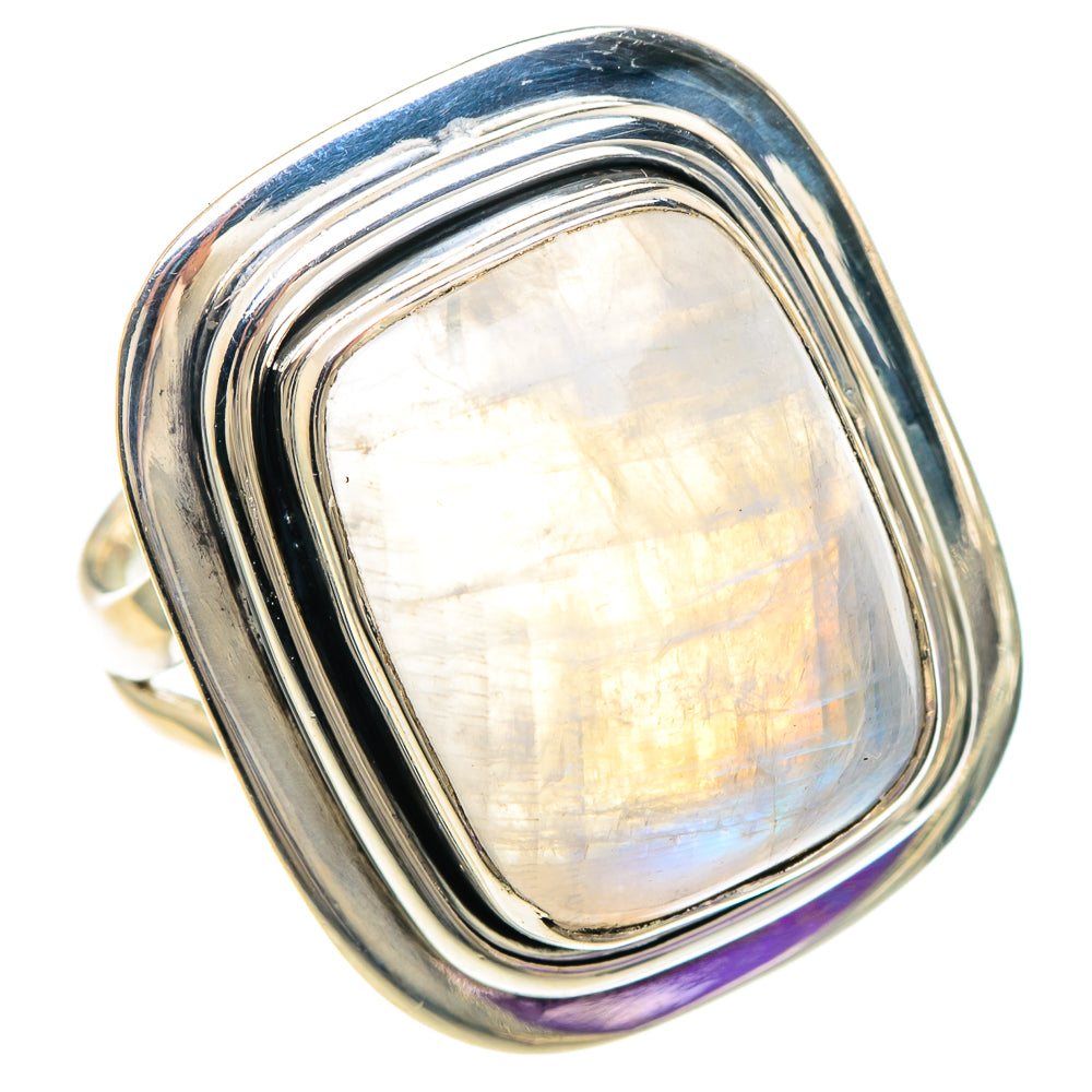 Rainbow Moonstone Rings handcrafted by Ana Silver Co - RING94075