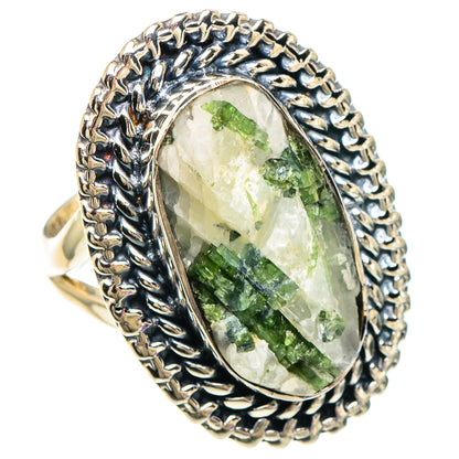 Green Tourmaline In Quartz Rings handcrafted by Ana Silver Co - RING94092