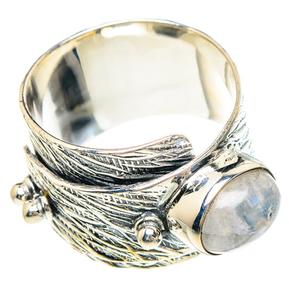 Rainbow Moonstone Rings handcrafted by Ana Silver Co - RING94097