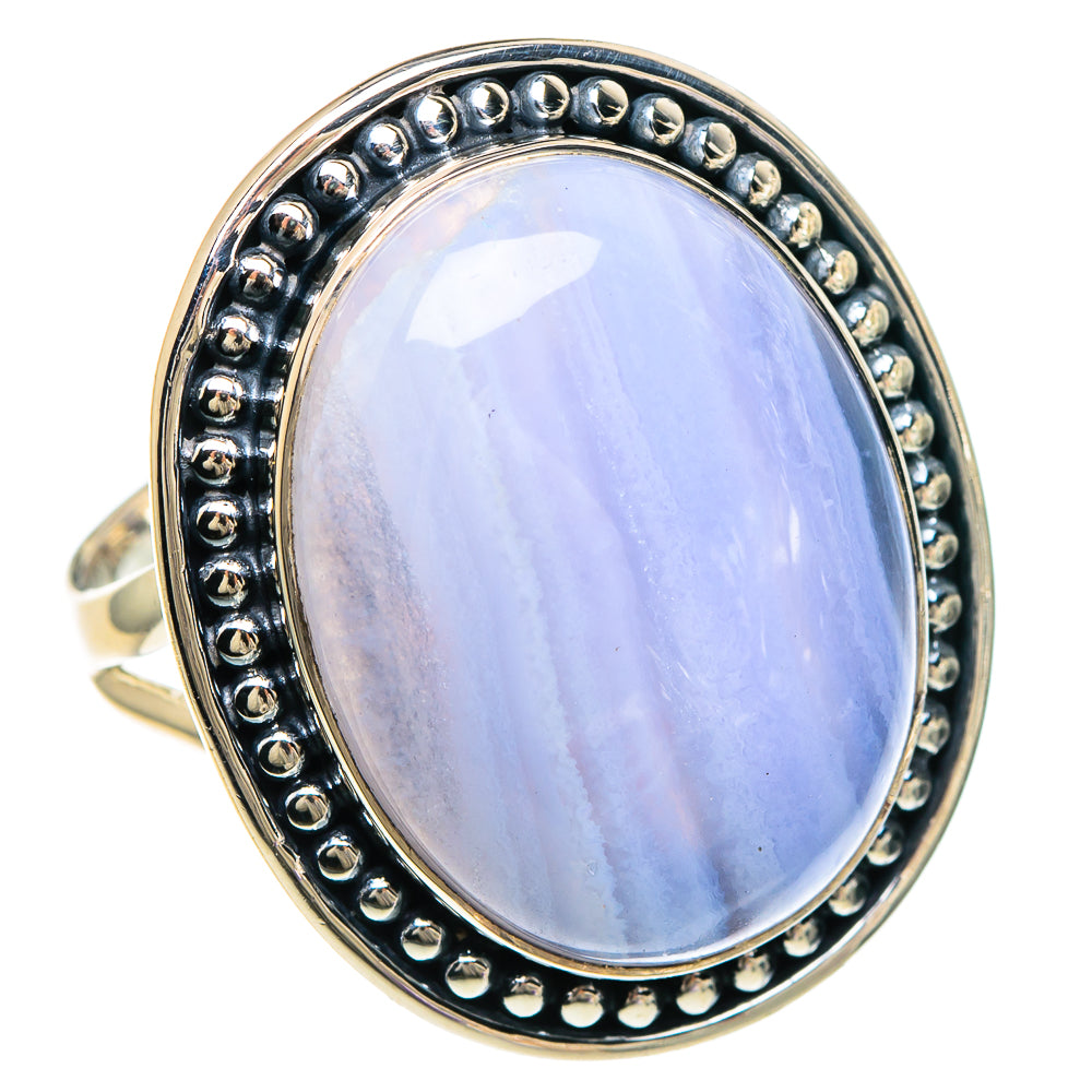Blue Lace Agate Rings handcrafted by Ana Silver Co - RING94101