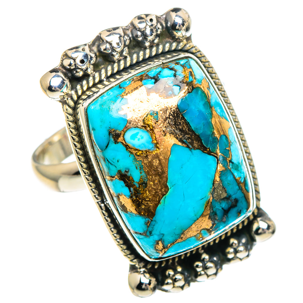 Blue Copper Composite Turquoise Rings handcrafted by Ana Silver Co - RING94115