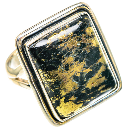 Pyrite In Black Onyx Rings handcrafted by Ana Silver Co - RING94141