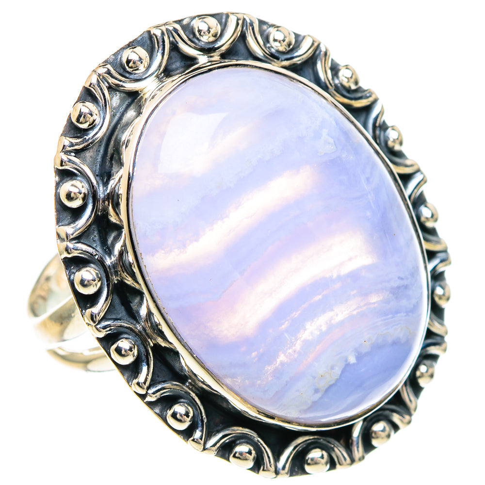 Blue Lace Agate Rings handcrafted by Ana Silver Co - RING94185