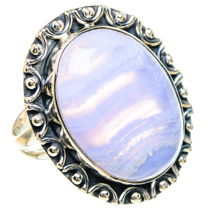 Blue Lace Agate Rings handcrafted by Ana Silver Co - RING94185