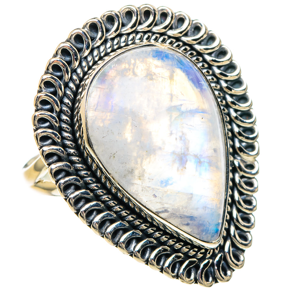 Rainbow Moonstone Rings handcrafted by Ana Silver Co - RING94186