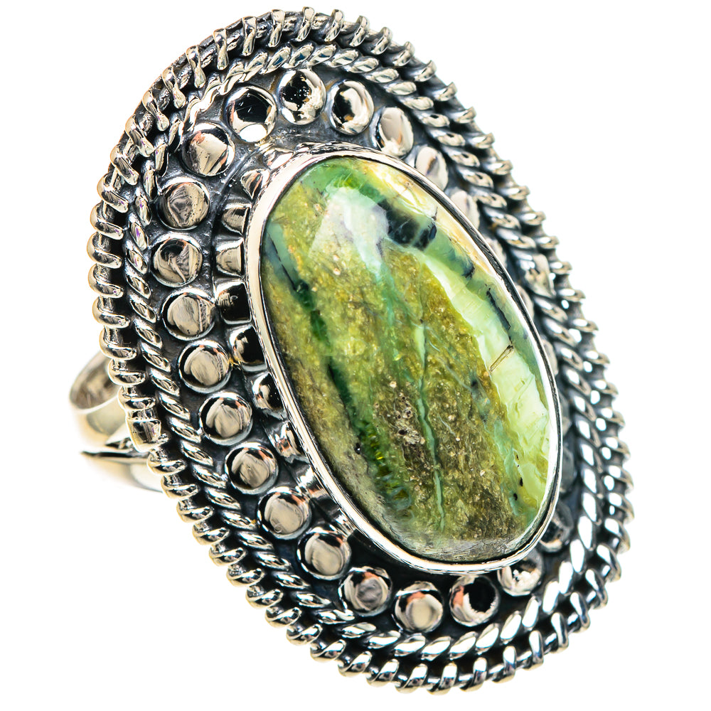 African Green Opal Rings handcrafted by Ana Silver Co - RING94204 - Photo 2