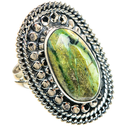 African Green Opal Rings handcrafted by Ana Silver Co - RING94204 - Photo 2