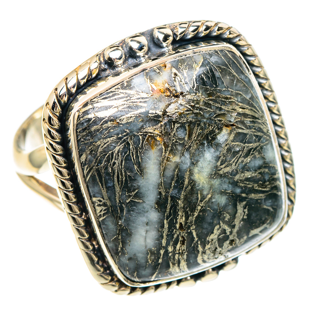 Pyrite Agate Rings handcrafted by Ana Silver Co - RING94218
