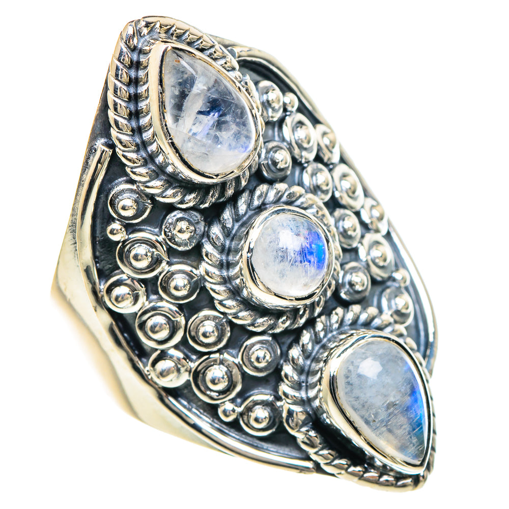 Rainbow Moonstone Rings handcrafted by Ana Silver Co - RING94232 - Photo 2