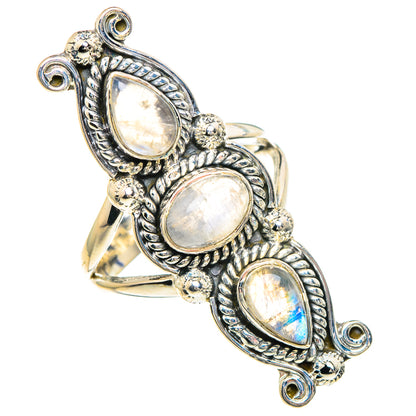 Rainbow Moonstone Rings handcrafted by Ana Silver Co - RING94250