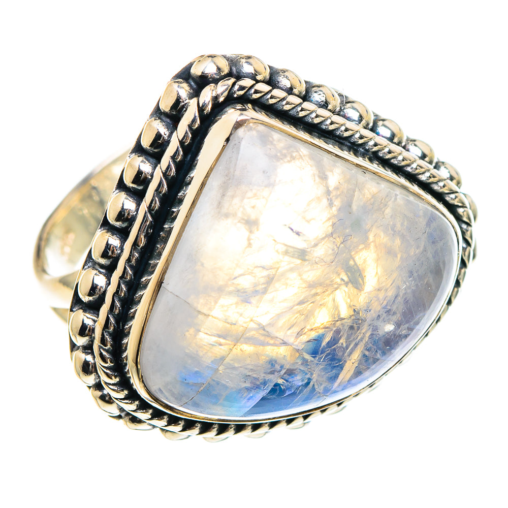 Rainbow Moonstone Rings handcrafted by Ana Silver Co - RING94271
