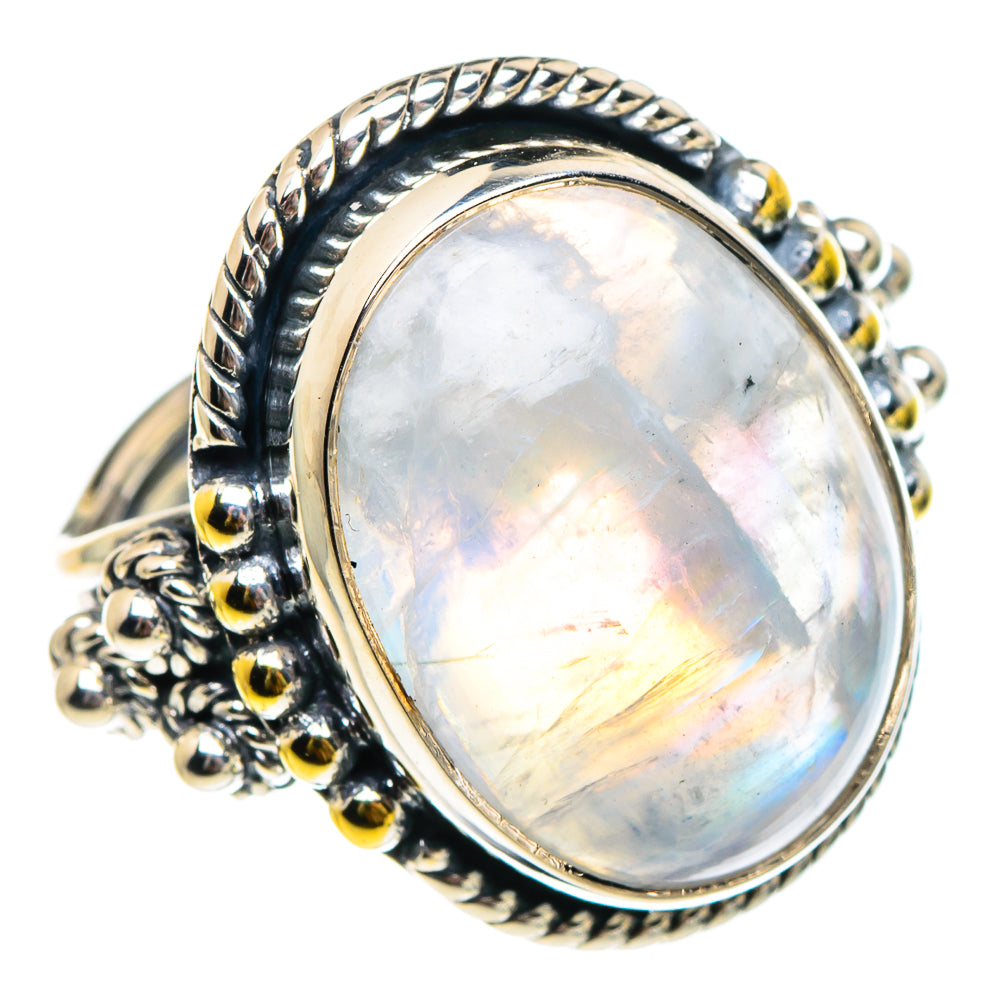 Rainbow Moonstone Rings handcrafted by Ana Silver Co - RING94273