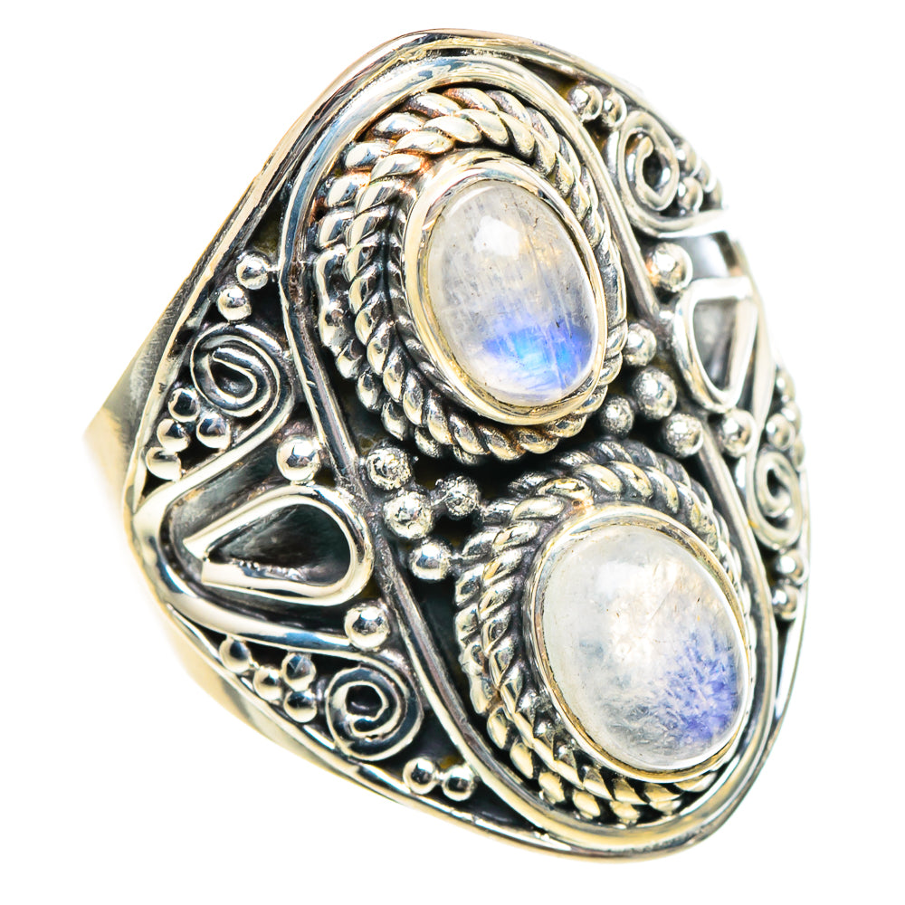 Rainbow Moonstone Rings handcrafted by Ana Silver Co - RING94296