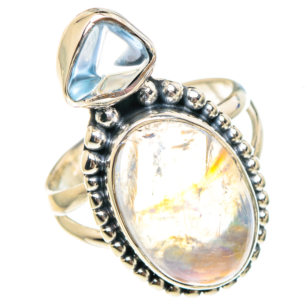 Rainbow Moonstone Rings handcrafted by Ana Silver Co - RING94350