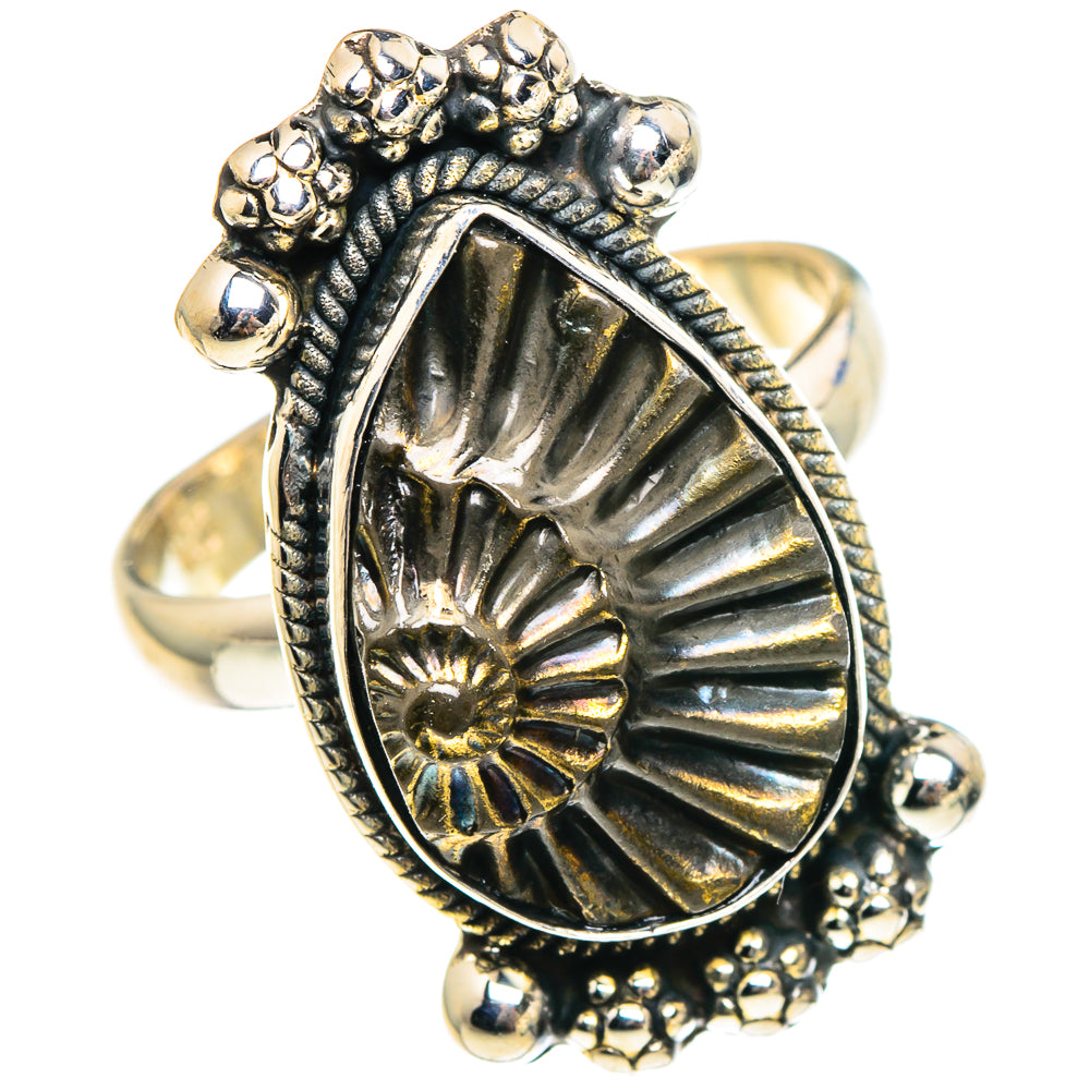 Pyrite Fossil Rings handcrafted by Ana Silver Co - RING94369