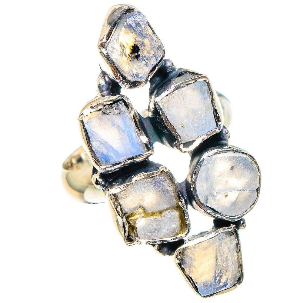 Rainbow Moonstone Rings handcrafted by Ana Silver Co - RING94372