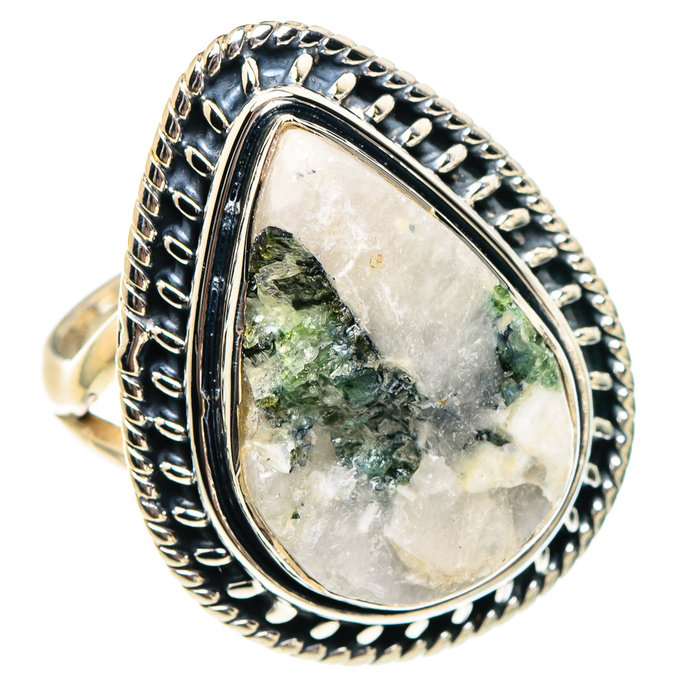 Green Tourmaline in Quartz Rings handcrafted by Ana Silver Co - RING94381 - Photo 2