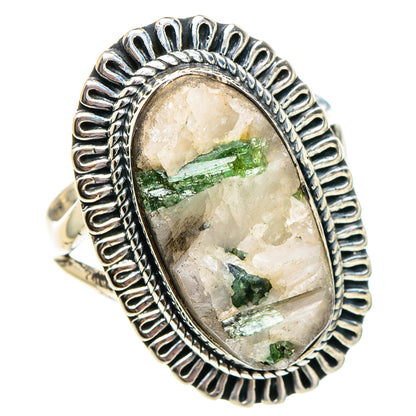 Green Tourmaline in Quartz Rings handcrafted by Ana Silver Co - RING94395