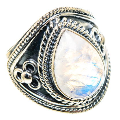 Rainbow Moonstone Rings handcrafted by Ana Silver Co - RING94410
