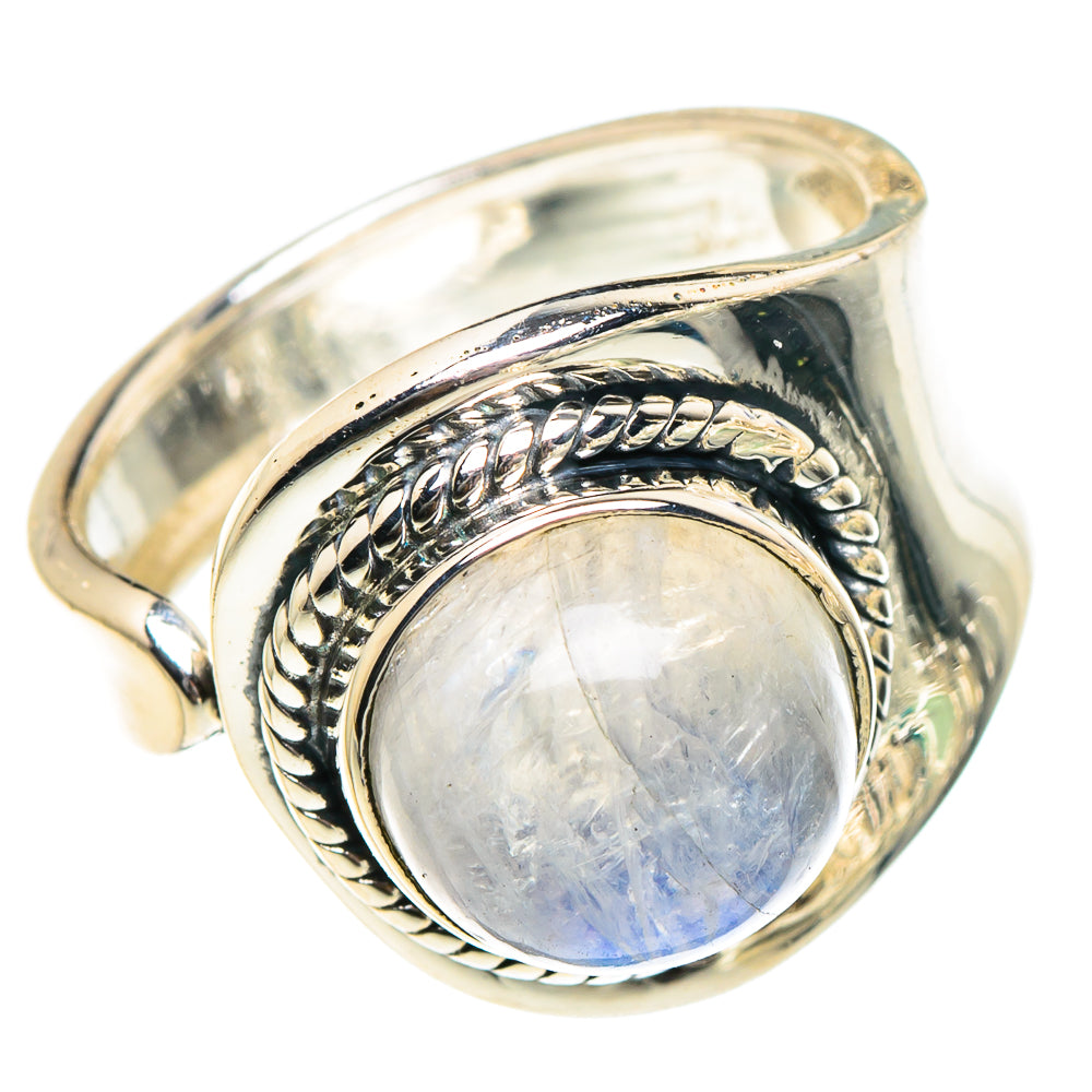 Rainbow Moonstone Rings handcrafted by Ana Silver Co - RING94411