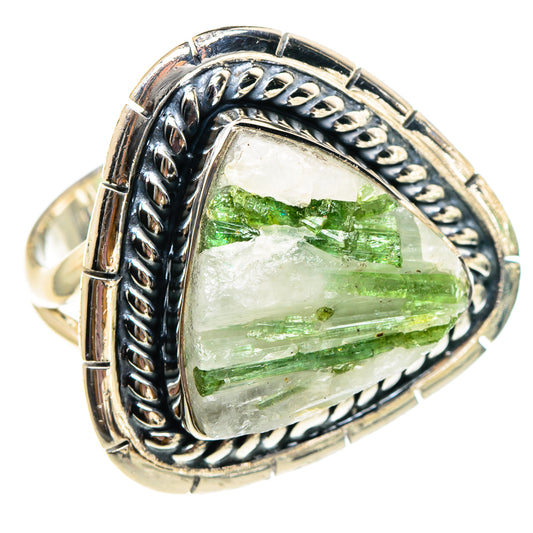 Green Tourmaline in Quartz Rings handcrafted by Ana Silver Co - RING94427