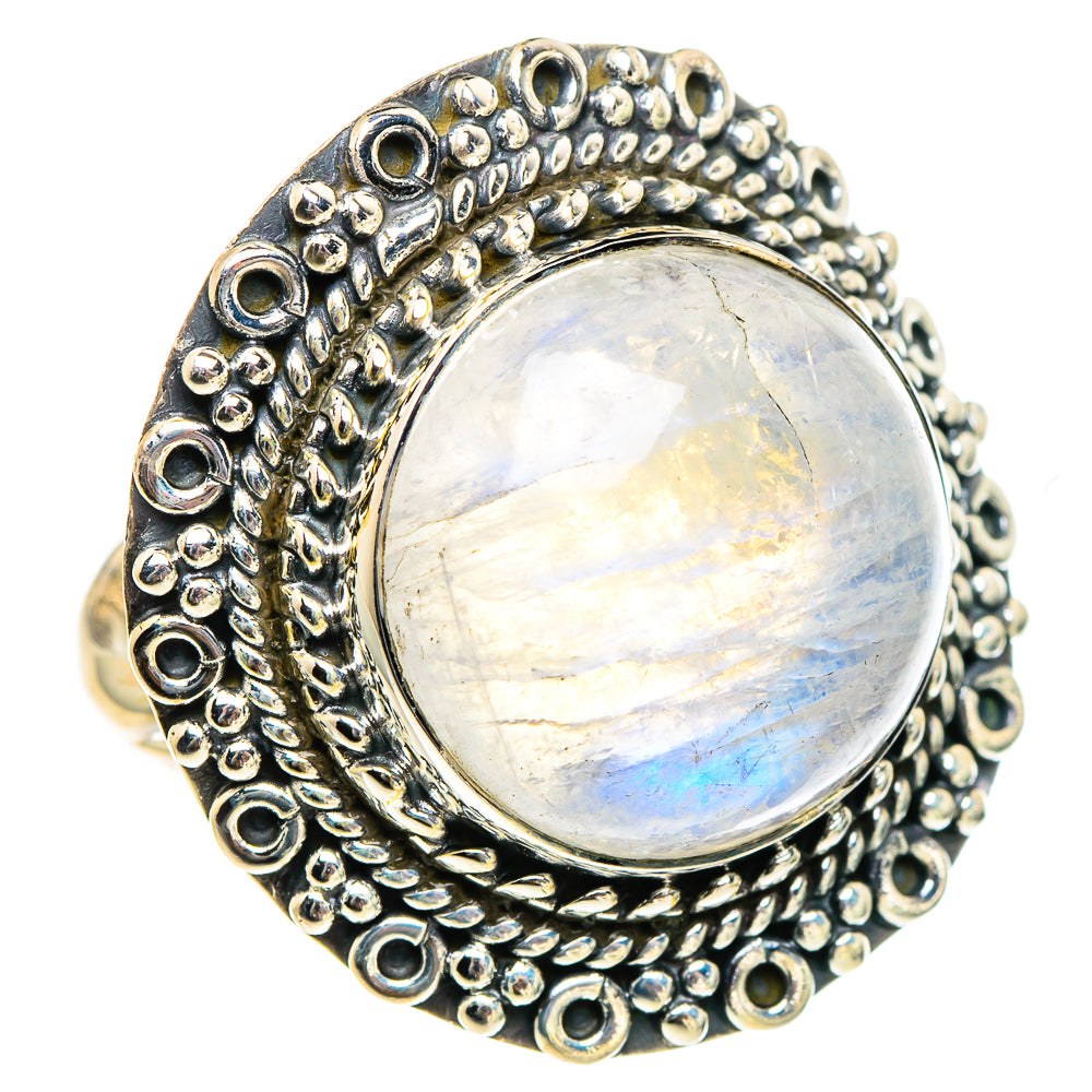Rainbow Moonstone Rings handcrafted by Ana Silver Co - RING94453