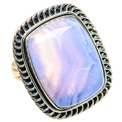 Blue Lace Agate Rings handcrafted by Ana Silver Co - RING94531