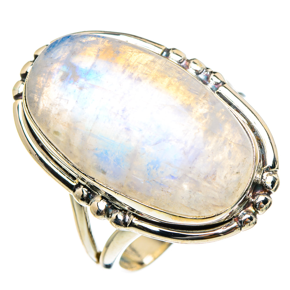 Rainbow Moonstone Rings handcrafted by Ana Silver Co - RING94532