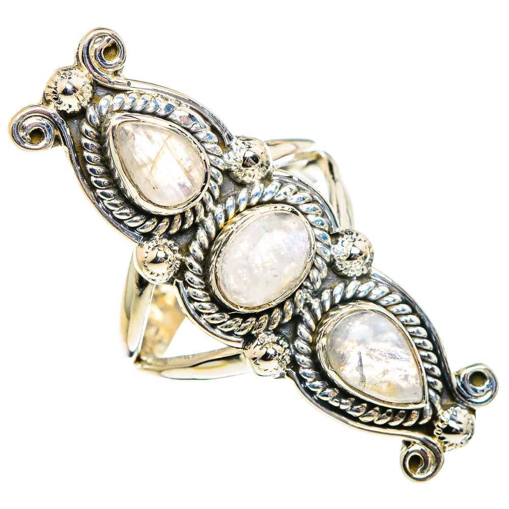 Rainbow Moonstone Rings handcrafted by Ana Silver Co - RING94533
