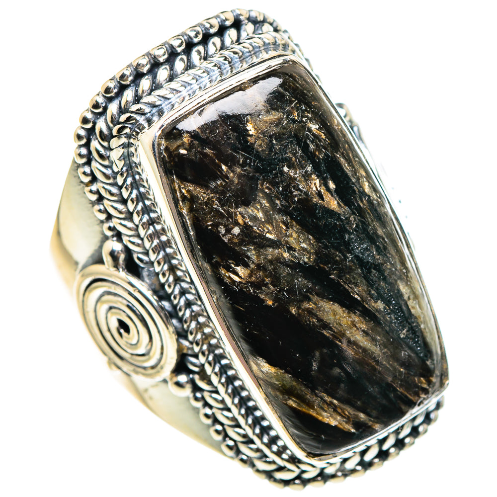 Golden Seraphinite Rings handcrafted by Ana Silver Co - RING94549