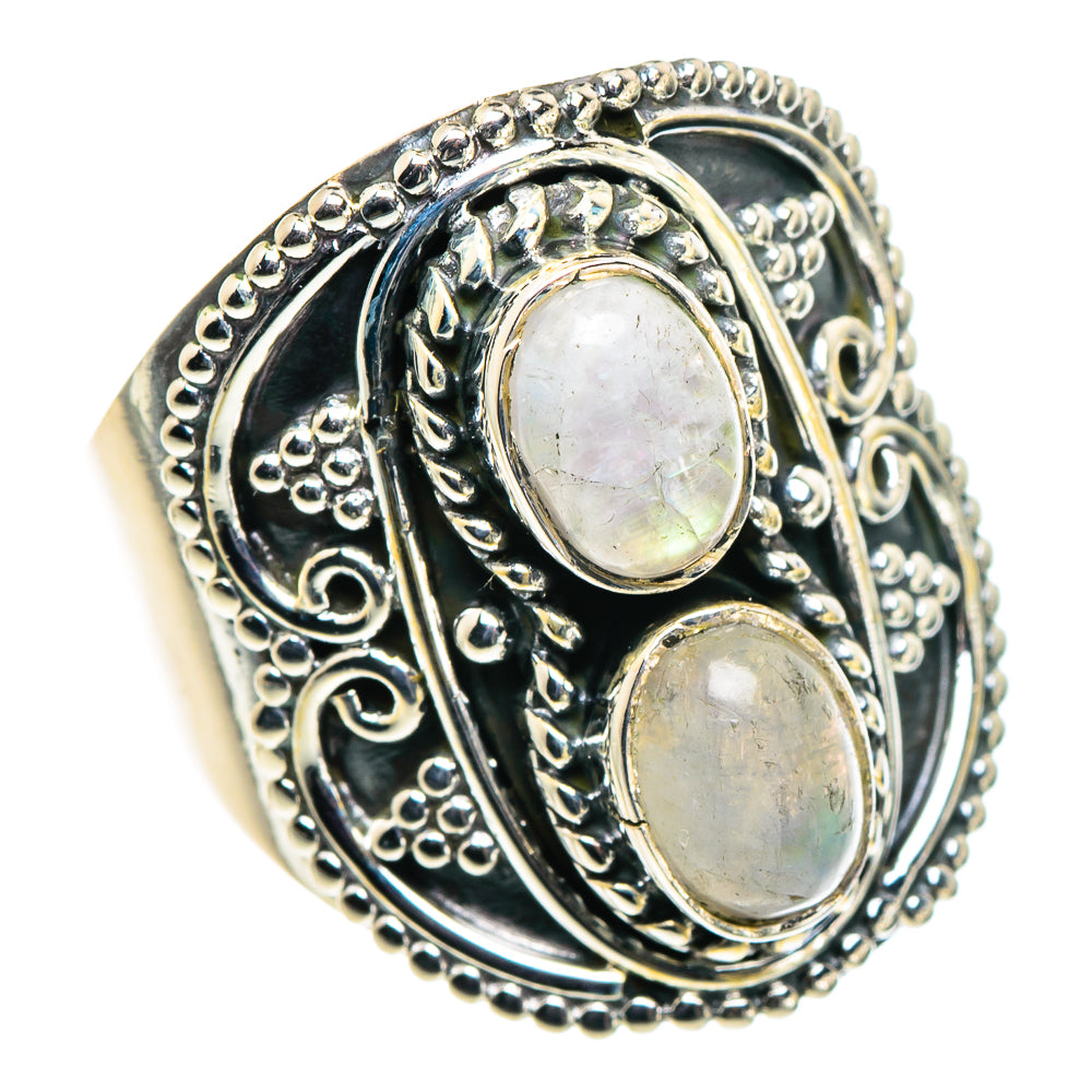 Rainbow Moonstone Rings handcrafted by Ana Silver Co - RING94571