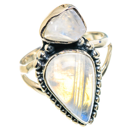Rainbow Moonstone Rings handcrafted by Ana Silver Co - RING94619