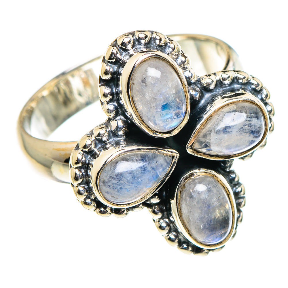 Rainbow Moonstone Rings handcrafted by Ana Silver Co - RING94670